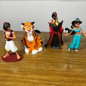 Disney Aladdin Figures Jasmine Rajah Sultan Jafar PVC Plastic Cake Toppers Lot 4